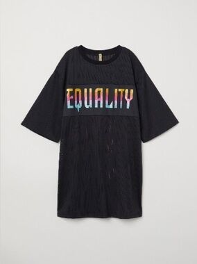 H&M glitter Equality mesh t-shirt dress size M